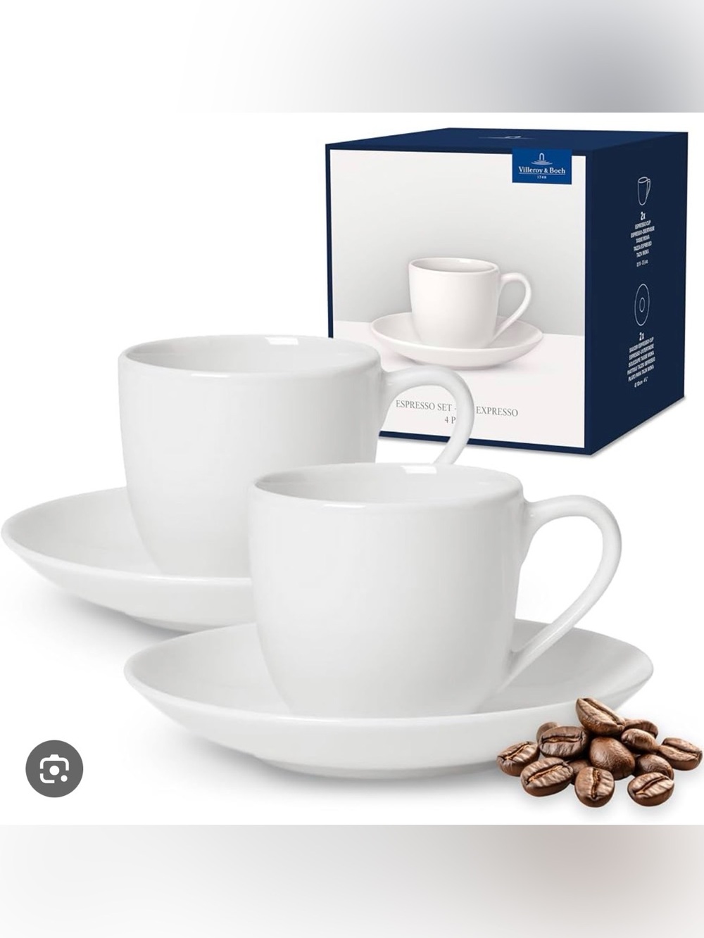 Villeroy&Boch Set of 2  espresso cups with saucers New Premium Porcelain Germany